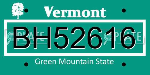 BH52616 Vermont License Plate