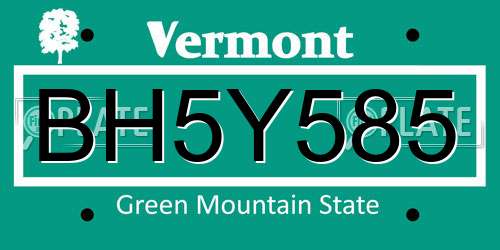 BH5Y585 Vermont License Plate