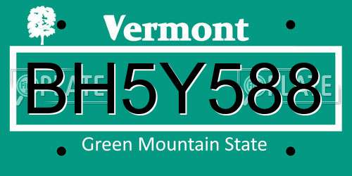 BH5Y588 Vermont License Plate