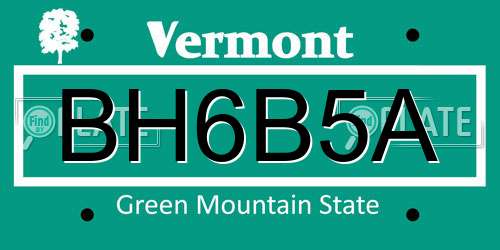 BH6B5A Vermont License Plate
