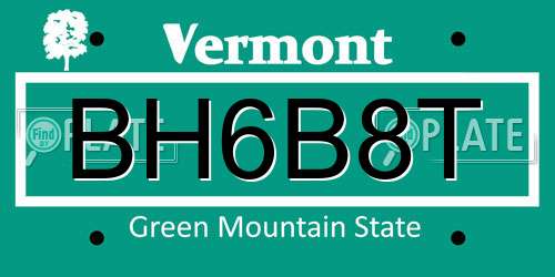 BH6B8T Vermont License Plate
