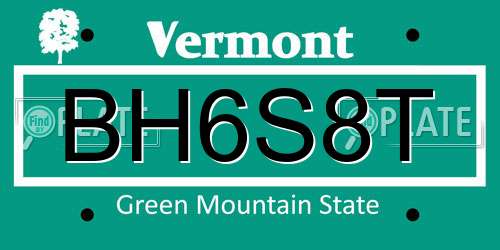 BH6S8T Vermont License Plate