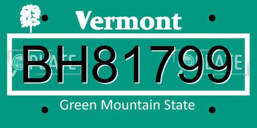 BH81799 Vermont License Plate