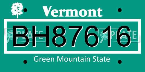 BH87616 Vermont License Plate