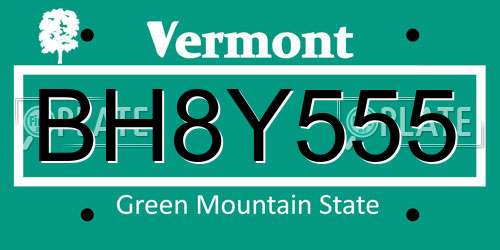 BH8Y555 Vermont License Plate