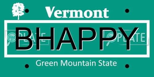 BHAPPY Vermont License Plate