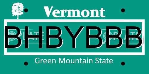 BHBYBBB Vermont License Plate