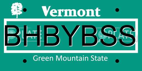BHBYBSS Vermont License Plate