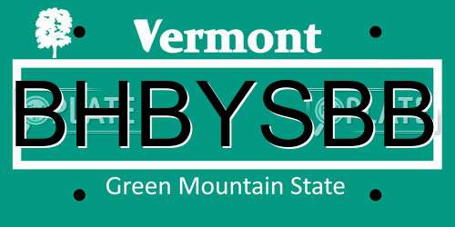 BHBYSBB Vermont License Plate