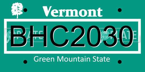 BHC2030 Vermont License Plate