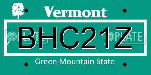 BHC21Z Vermont License Plate