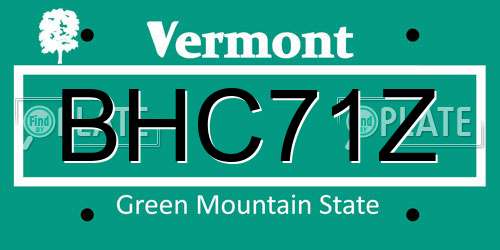 BHC71Z Vermont License Plate