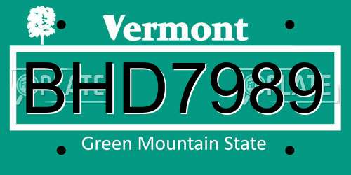 BHD7989 Vermont License Plate