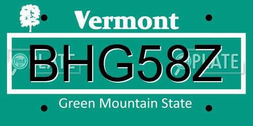 BHG58Z Vermont License Plate