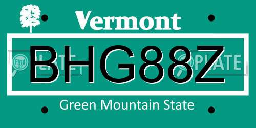 BHG88Z Vermont License Plate