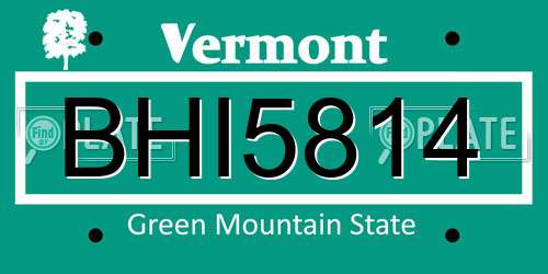 BHI5814 Vermont License Plate