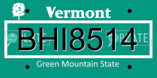 BHI8514 Vermont License Plate