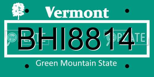 BHI8814 Vermont License Plate