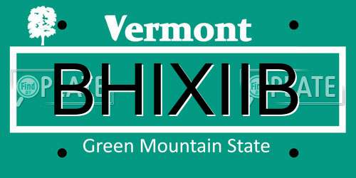 BHIXIIB Vermont License Plate