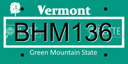 BHM136 Vermont License Plate