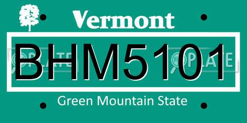 BHM5101 Vermont License Plate
