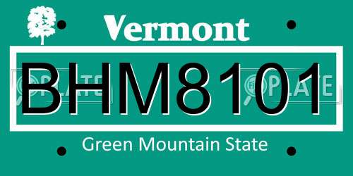 BHM8101 Vermont License Plate