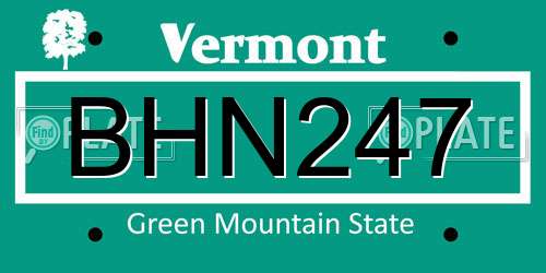 BHN247 Vermont License Plate