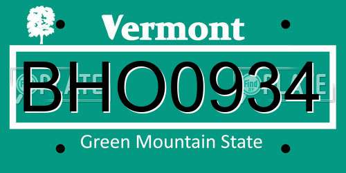BHO0934 Vermont License Plate