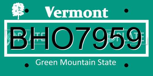 BHO7959 Vermont License Plate