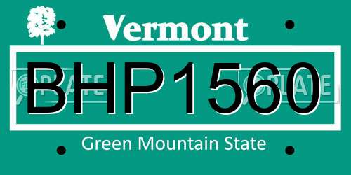 BHP1560 Vermont License Plate