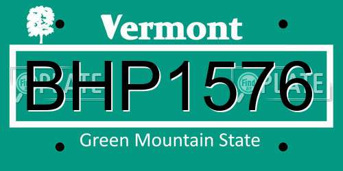 BHP1576 Vermont License Plate