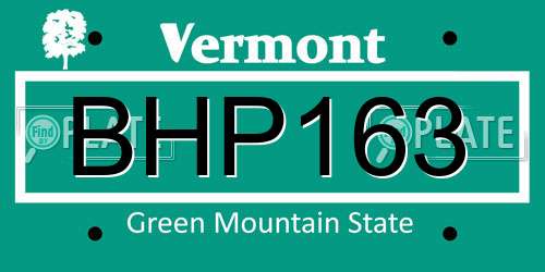 BHP163 Vermont License Plate