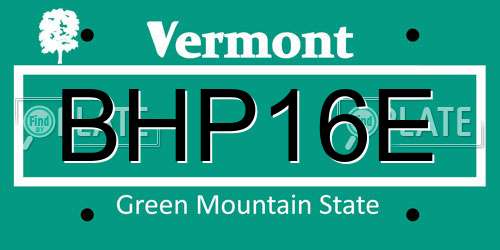 BHP16E Vermont License Plate