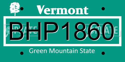 BHP1860 Vermont License Plate