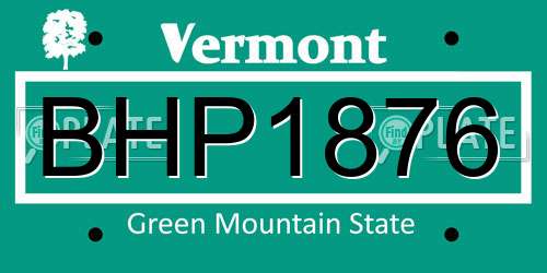 BHP1876 Vermont License Plate