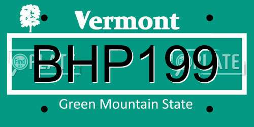 BHP199 Vermont License Plate