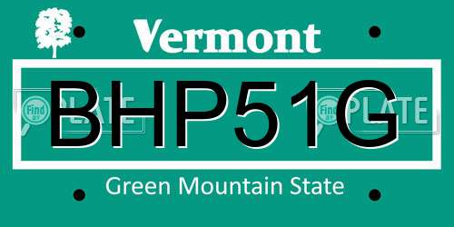 BHP51G Vermont License Plate
