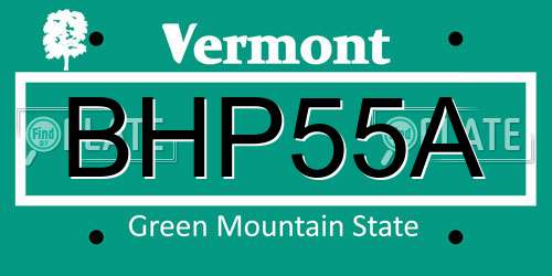 BHP55A Vermont License Plate