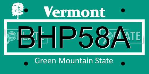 BHP58A Vermont License Plate