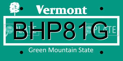 BHP81G Vermont License Plate