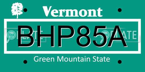 BHP85A Vermont License Plate