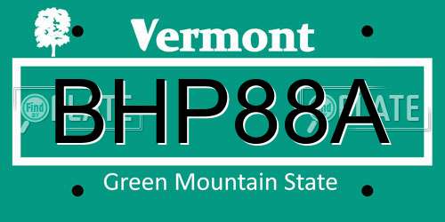 BHP88A Vermont License Plate