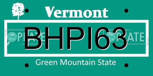 BHPI63 Vermont License Plate
