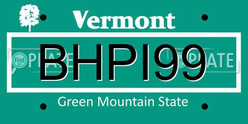 BHPI99 Vermont License Plate