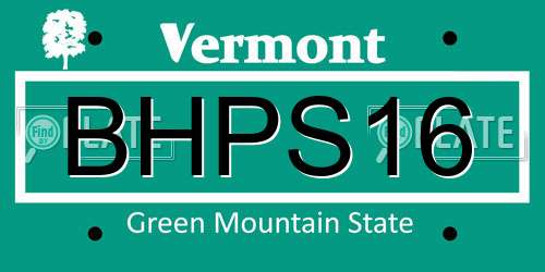 BHPS16 Vermont License Plate