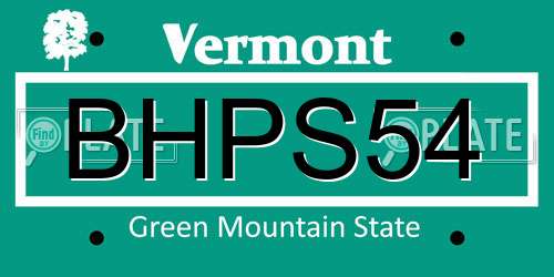 BHPS54 Vermont License Plate