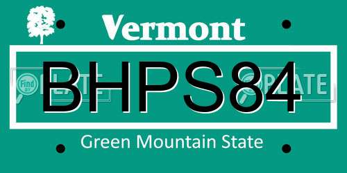 BHPS84 Vermont License Plate