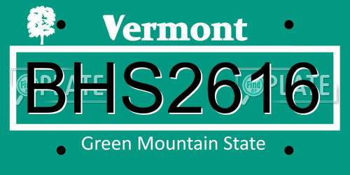 BHS2616 Vermont License Plate