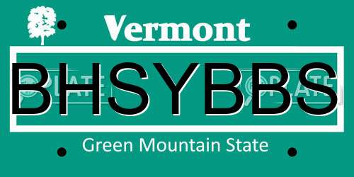 BHSYBBS Vermont License Plate
