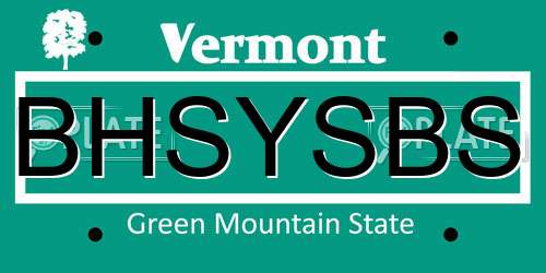 BHSYSBS Vermont License Plate